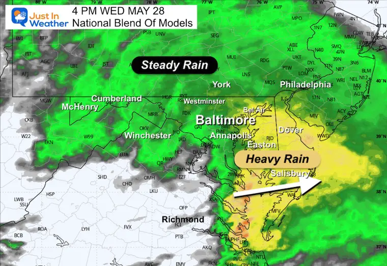 May 28 weather rain forecast Wednesday Afternoon