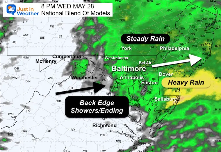 May 28 weather rain forecast Wednesday Evening