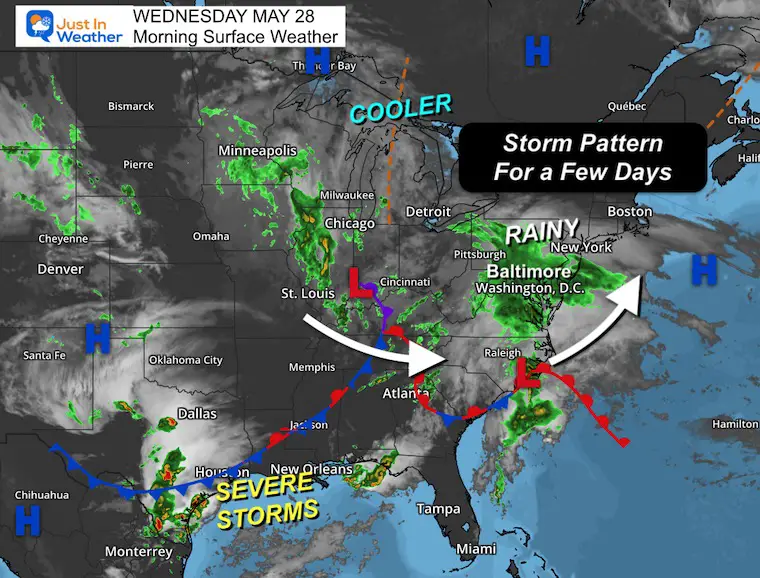 May 28 weather storm map Wednesday morning