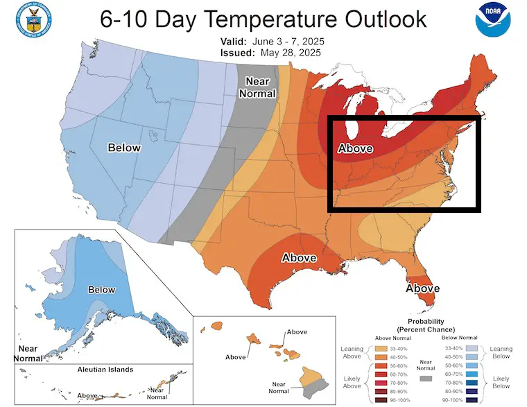 May-29 weather NOAA temperature outlook Day 6 to 10
