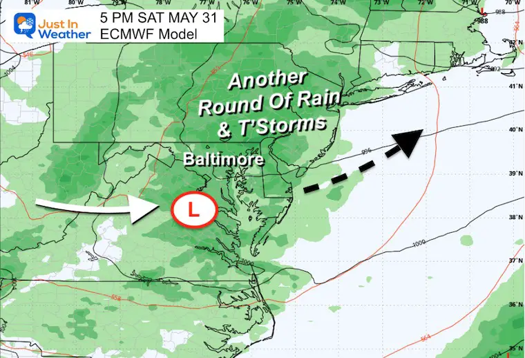 May 29 weather forecast rain Saturday afternoon