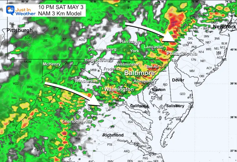 May 3 weather storm radar Saturday forecast 10 pm