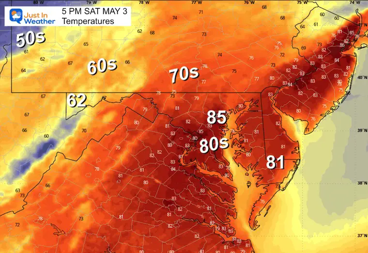 May 3 weather temperatures Saturday afternoon