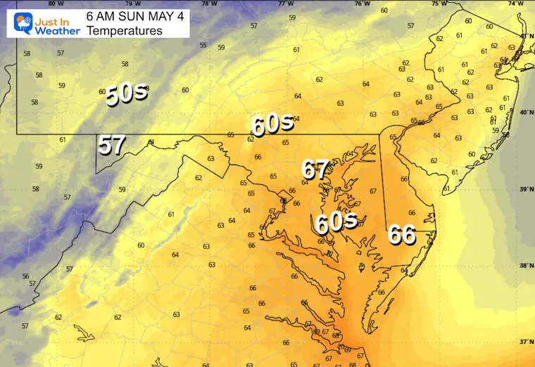 May 3 weather temperatures Sunday morning