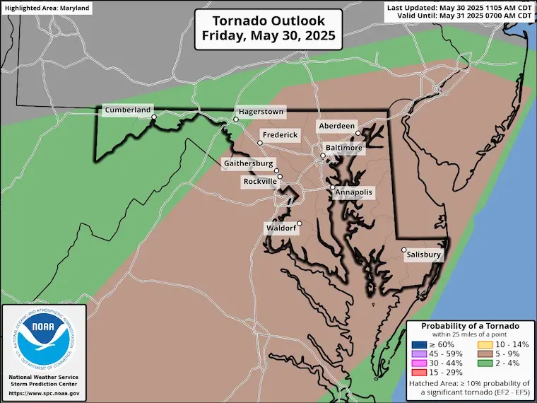 May 30 NOAA Tornado Risk