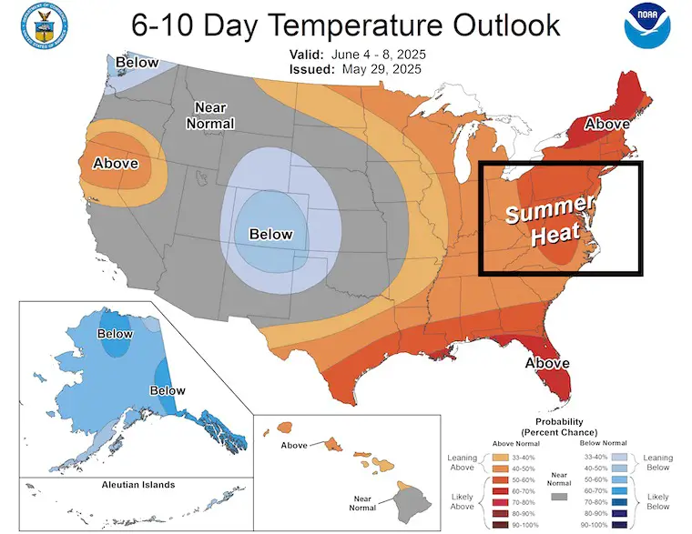 May 30 weather NOAA temperature outlook