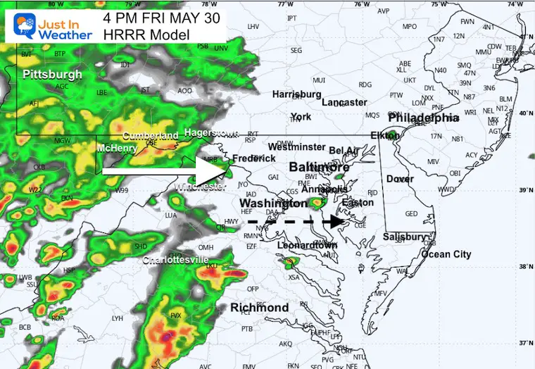 May 30 weather forecast radar rain Friday 4 PM