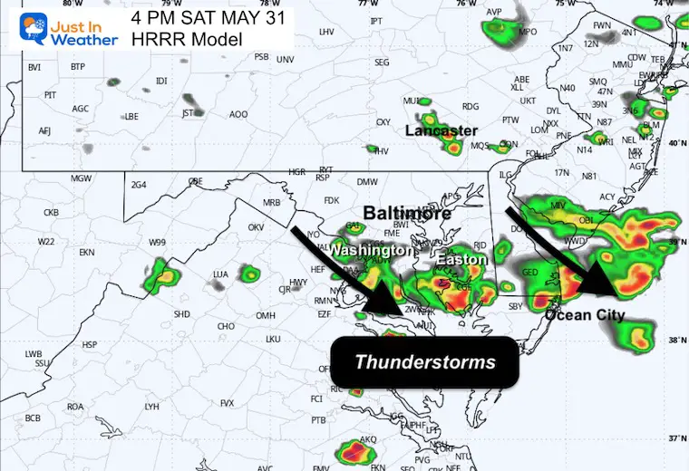 May 31 weather forecast radar Saturday 4 PM