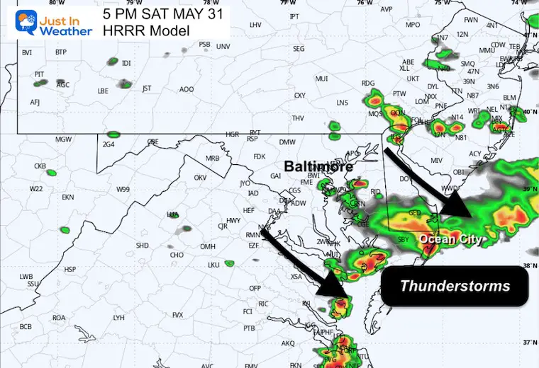 May 31 weather forecast radar Saturday 5 PM