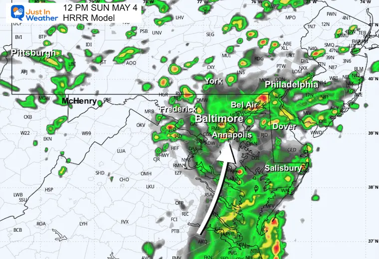 May 4 weather forecast rain storm radar Sunday noon