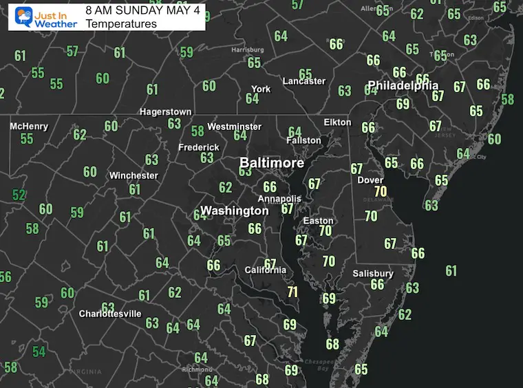 May 4 weather temperatures Sunday morning