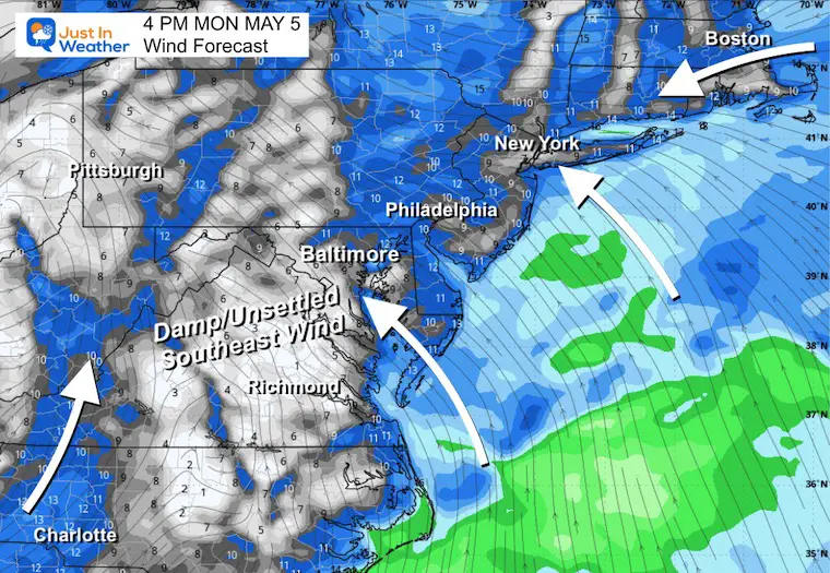 May 5 weather wind forecast Monday storm flow