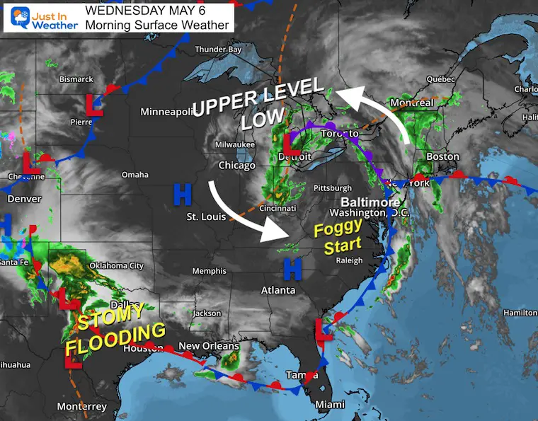 May 6 weather storm fog Tuesday morning
