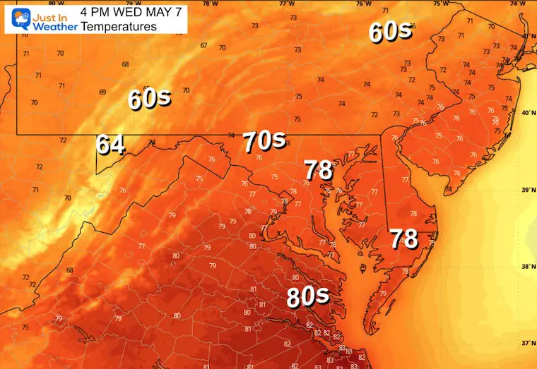 May 6 weather temperatures Wednesday afternoon