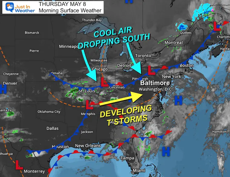 May 8 weather storm map Thursday morning