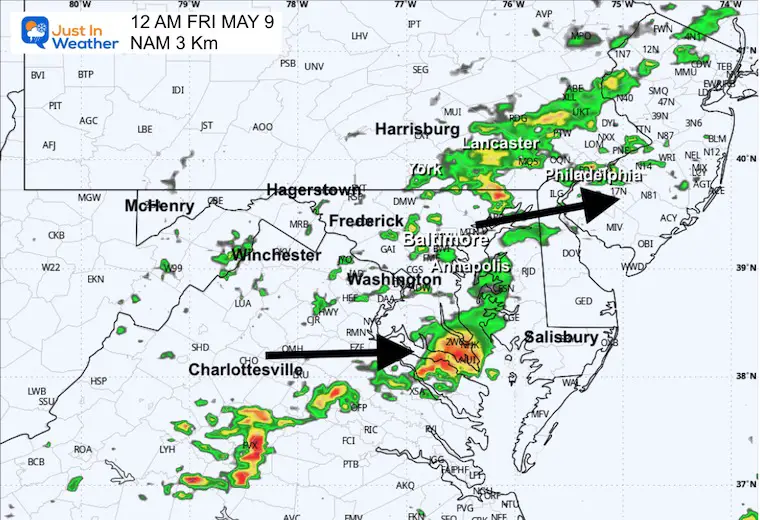 May 8 weather rain storm radar Midnight Friday