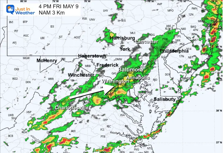 May 8 weather forecast radar Friday afternoon 4 PM