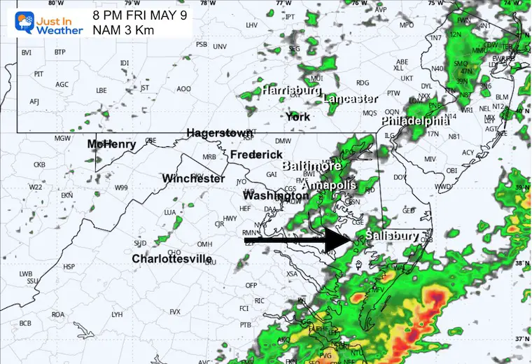 May 8 weather forecast radar Friday evening 8 PM