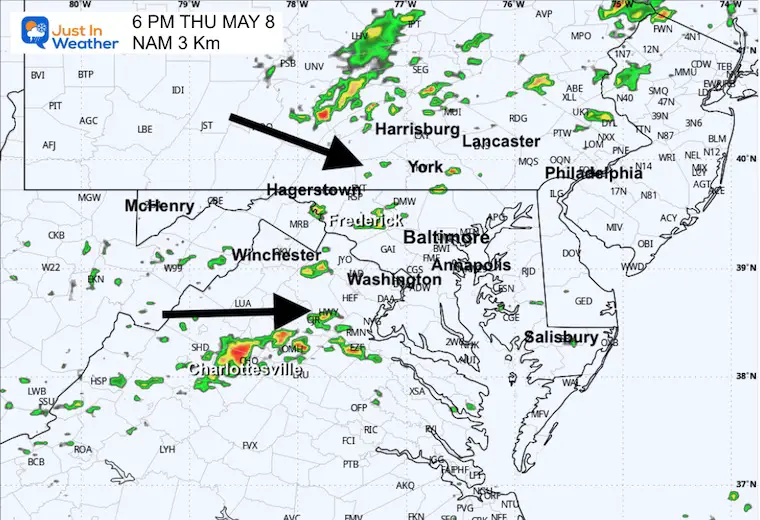 May 8 weather rain storm radar Thursday 6 PM