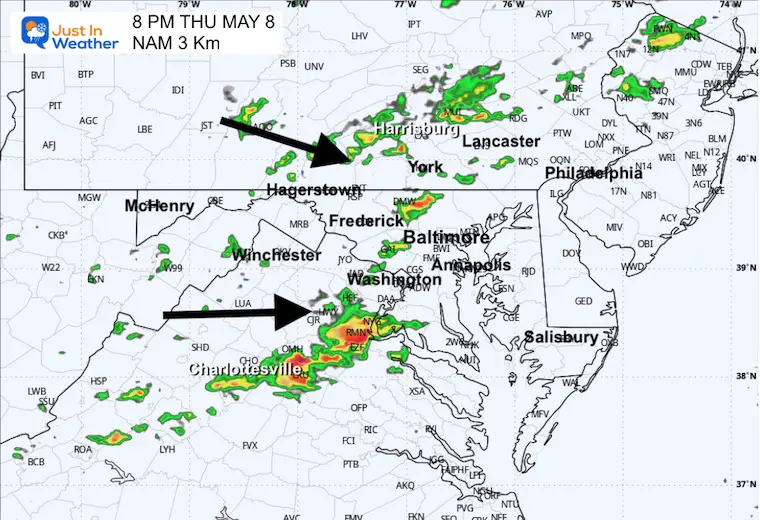 May 8 weather rain storm radar Thursday 8 PM