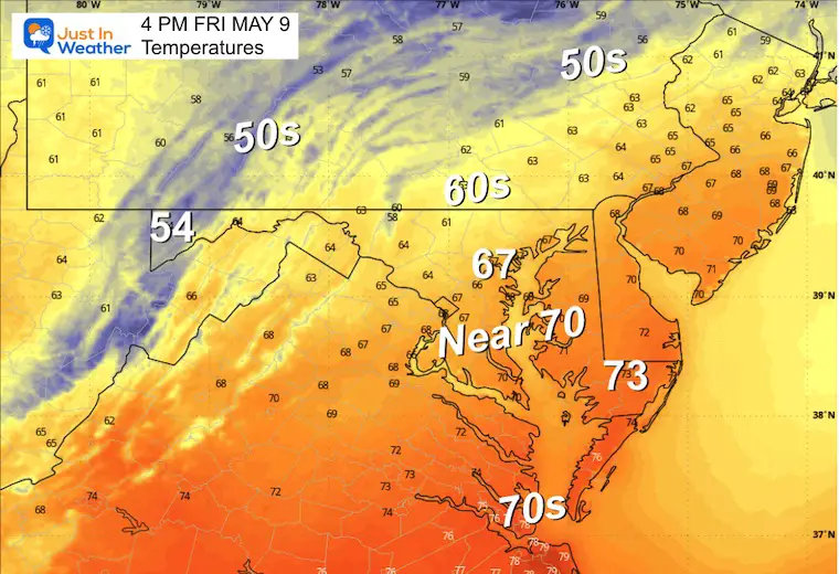 May 8 weather temperatures Friday afternoon