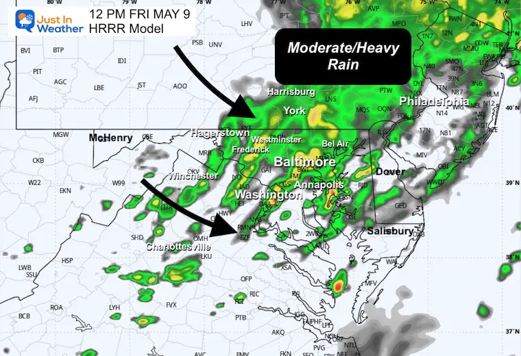 May 9 weather rain radar Friday 12 PM