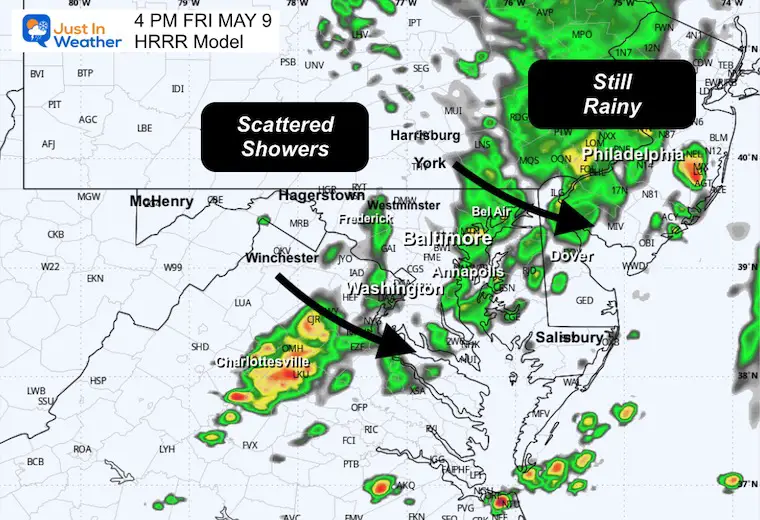 May 9 weather rain radar Friday 4 PM