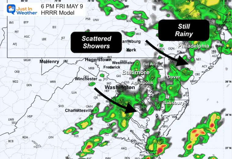 May 9 weather rain radar Friday 6 PM
