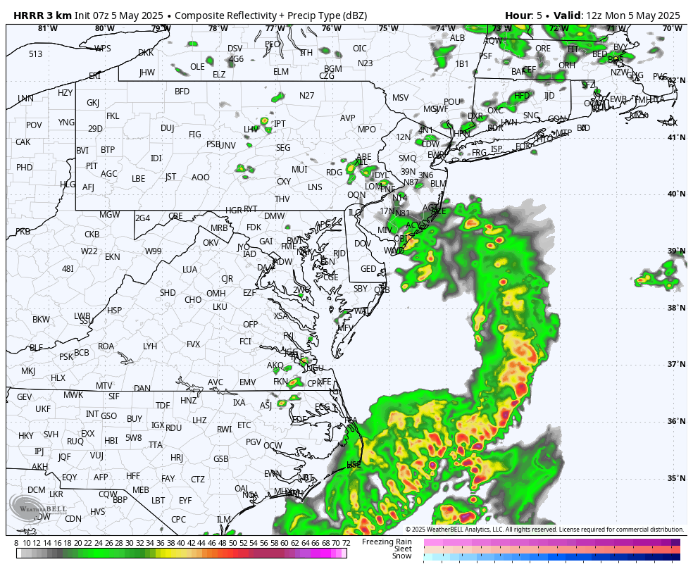 May 5 weather rain radar forecast Monday