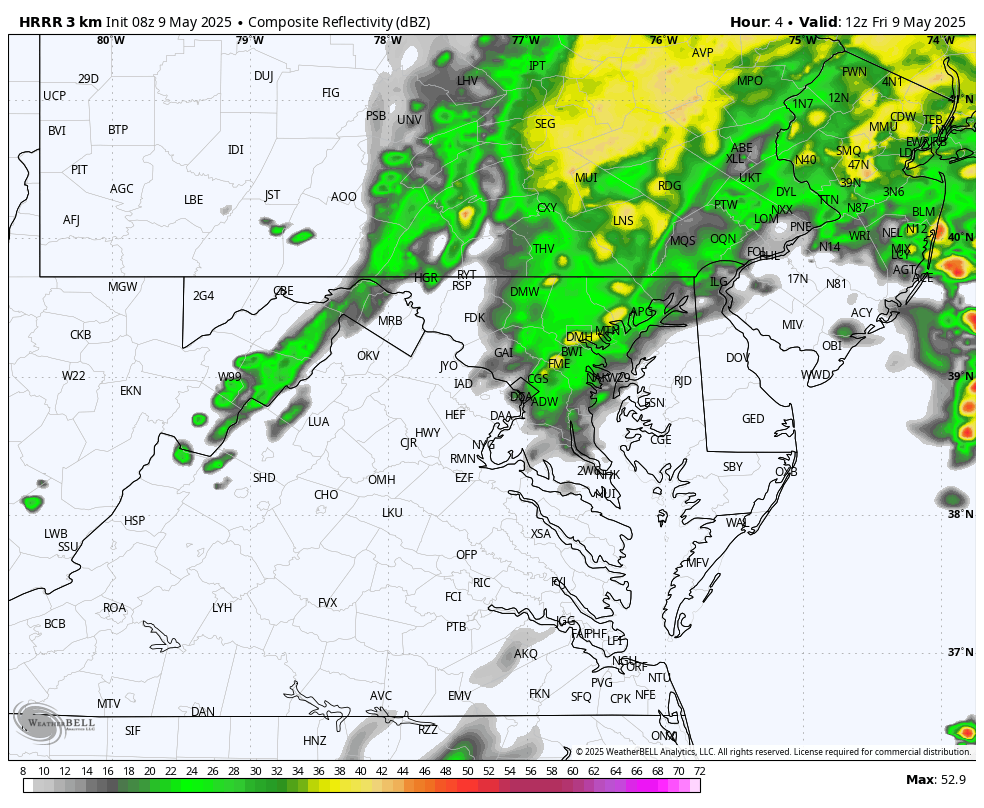 May 9 weather forecast rain radar Friday 