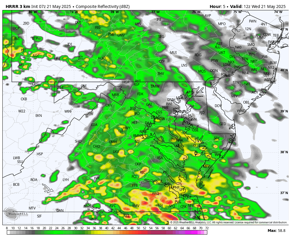 May 21 weather rain radar forecast Wednesday