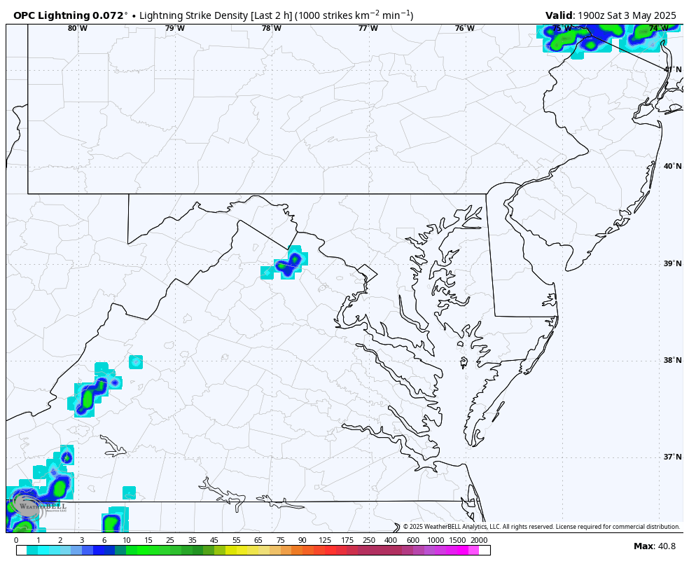 Lightning Density storm May 3 Maryland