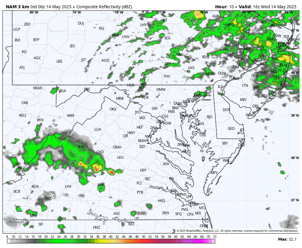 May 14 storm rain radar Wednesday