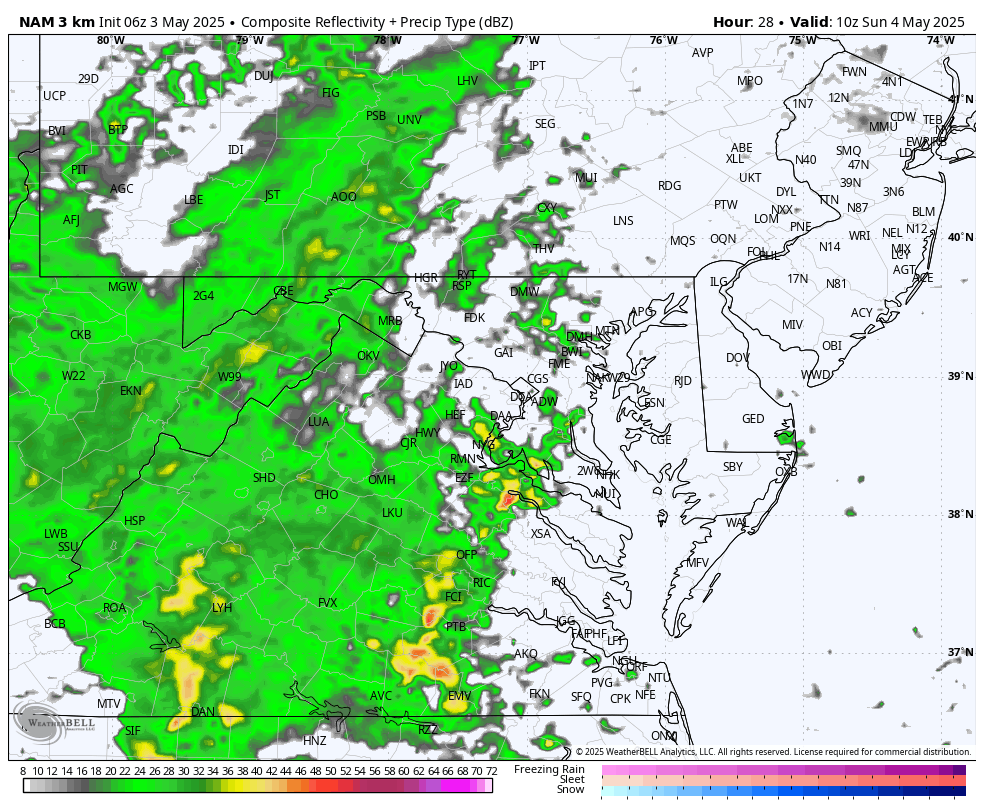 May 3 weather forecast rain radar Sunday