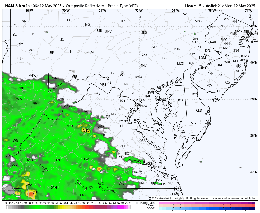 May 12 weather rain radar forecast Monday