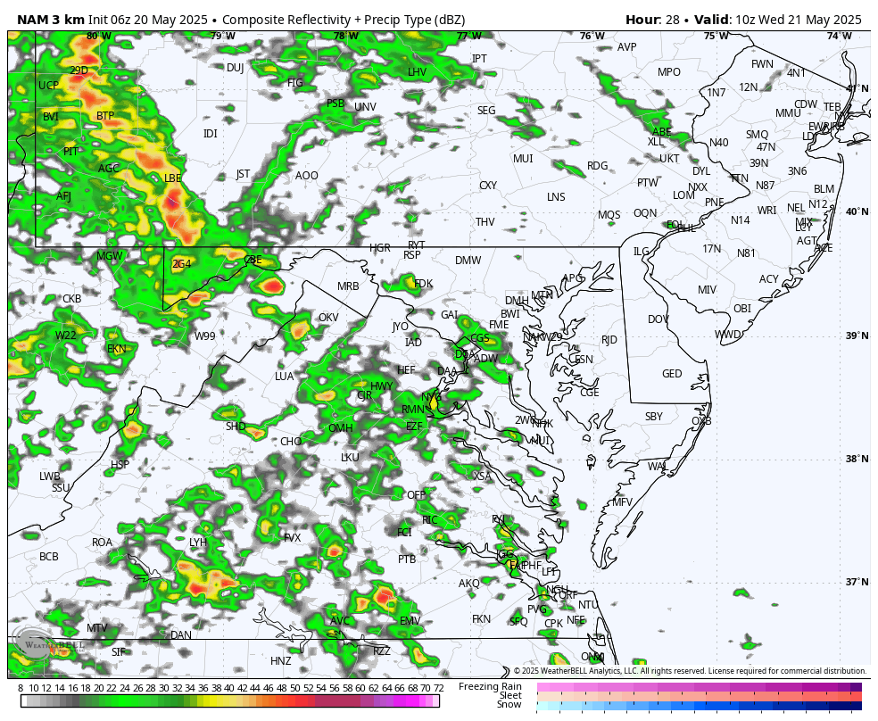 May 20 weather radar forecast Wednesday