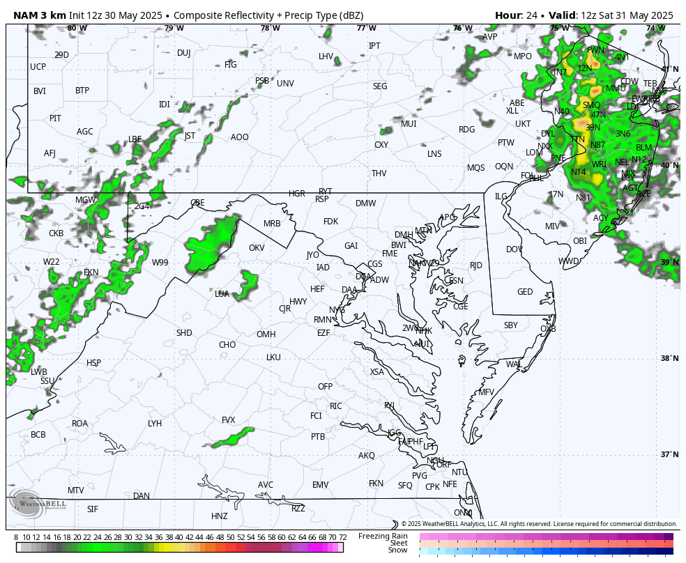 May 30 weather Saturday radar simulation