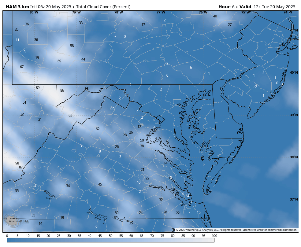May 20 weather cloud forecast Tuesday
