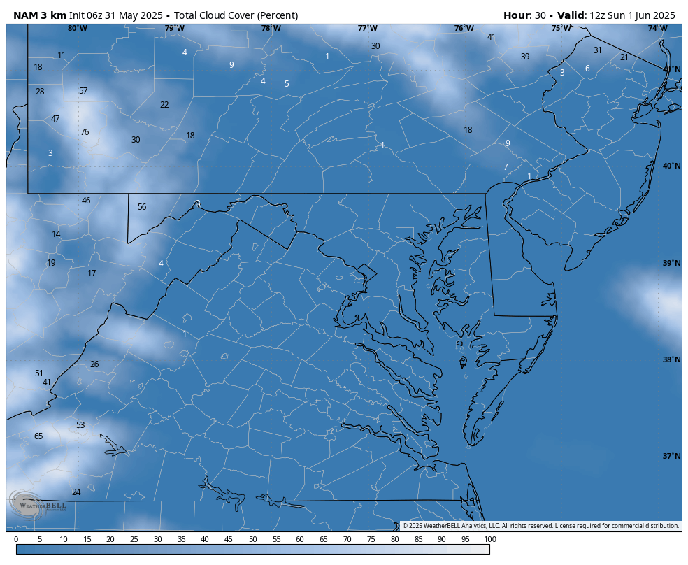 May 31 weather cloud forecast Sunday
