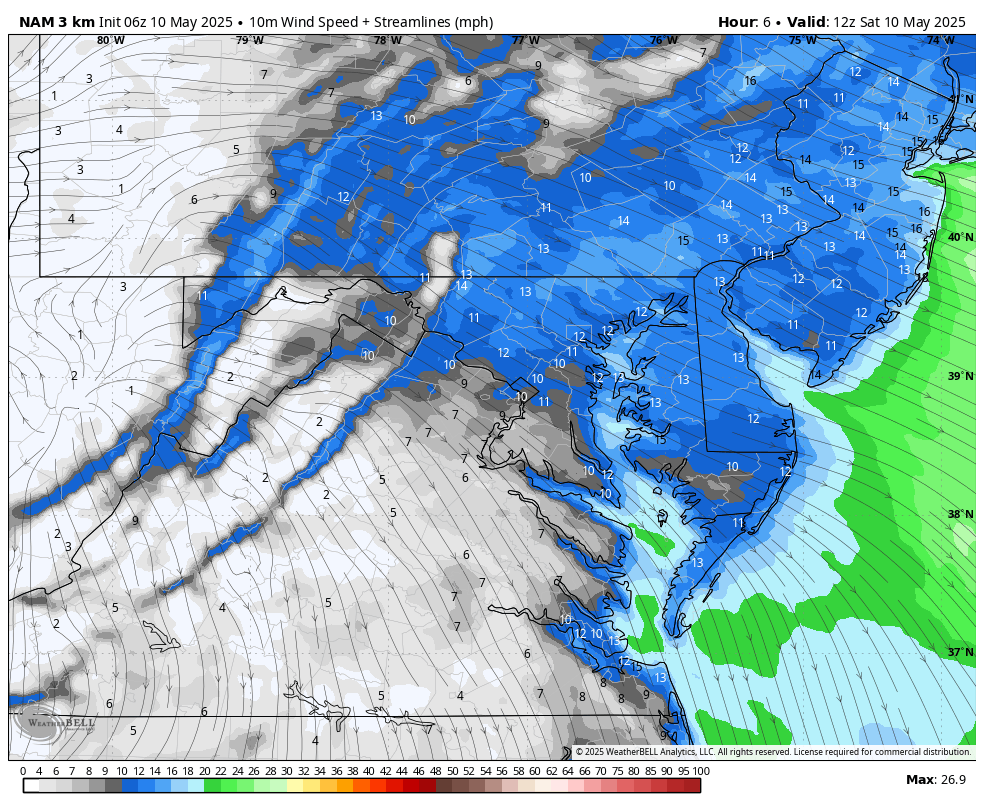 May 10 weather wind forecast Saturday