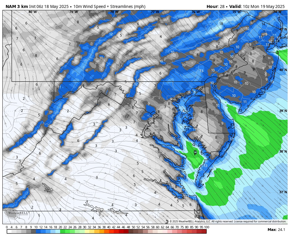 May 18 weather wind forecast Monday