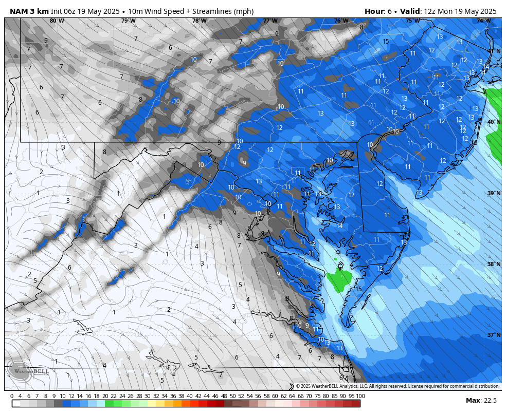 May 19 weather wind forecast Monday