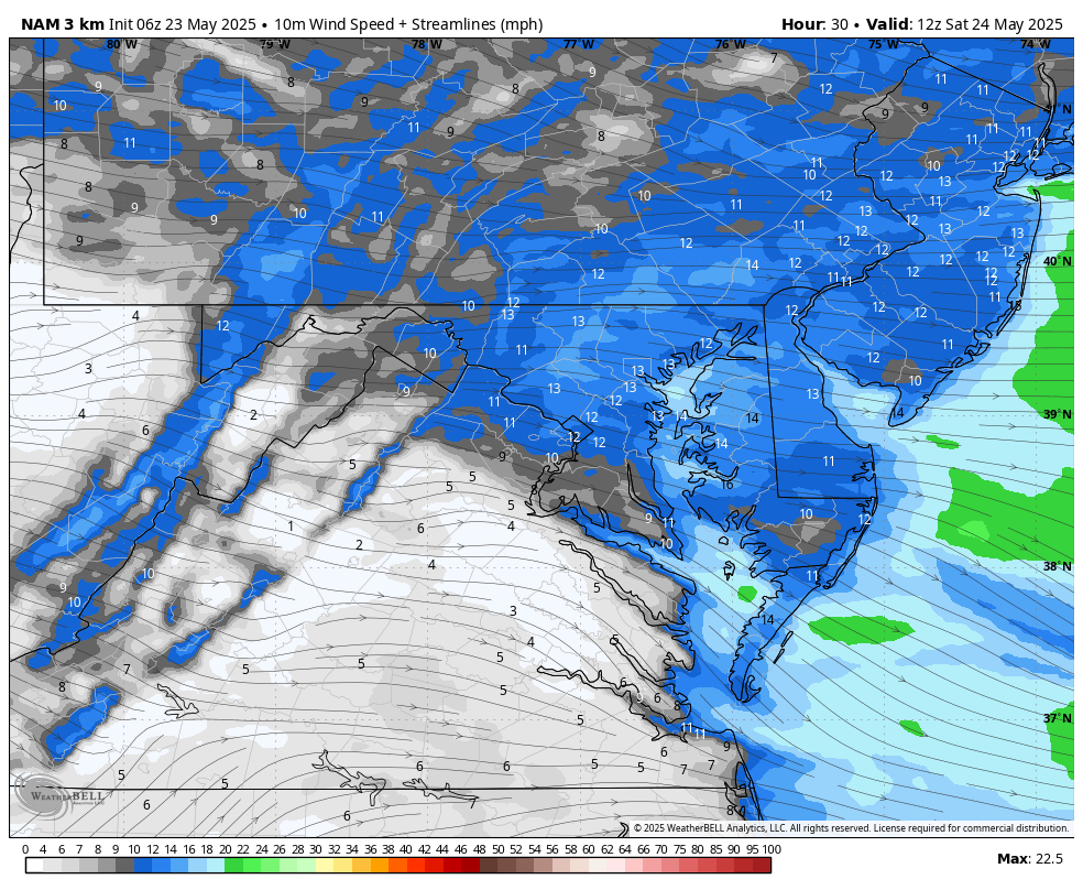 May 23 weather wind forecast Saturday