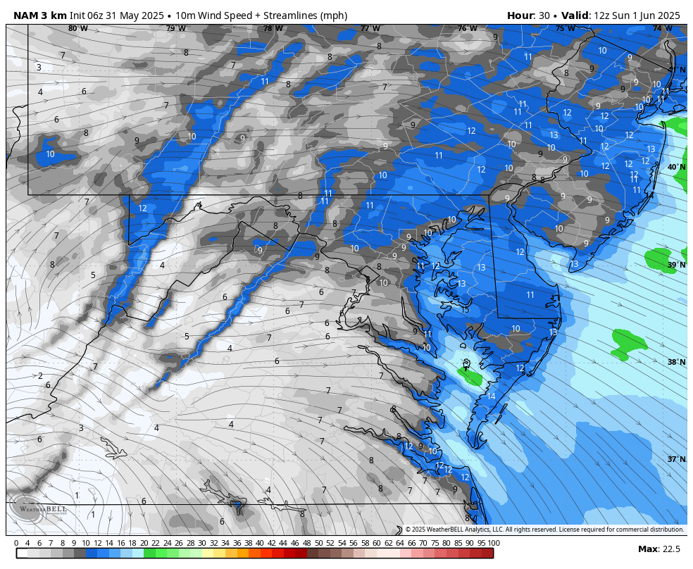 May 31 weather wind forecast Sunday