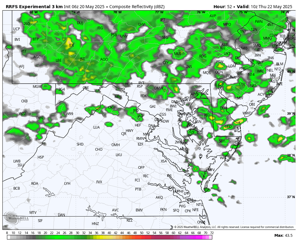 May 20 weather storm radar rain Thursday RRFS