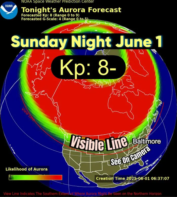June 1 Aurora Forecast Northern Lights Sunday Night