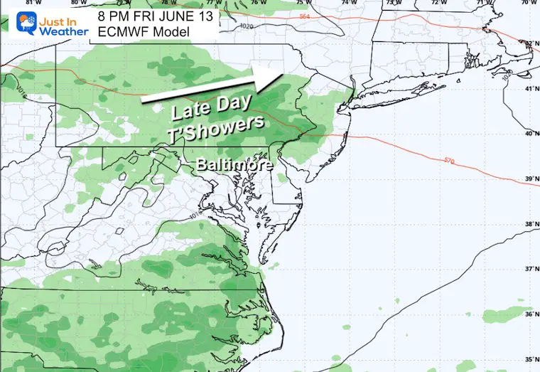 June 10 weather forecast rain thunderstorms Friday