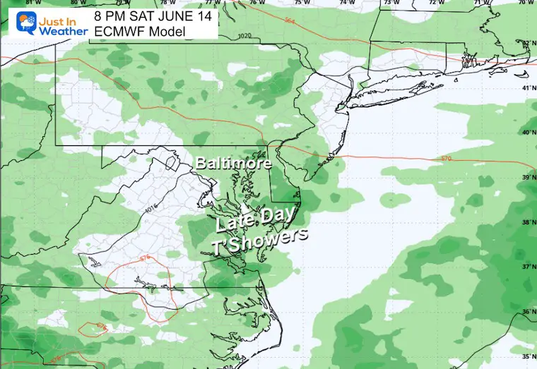 June 10 weather forecast rain thunderstorms Saturday