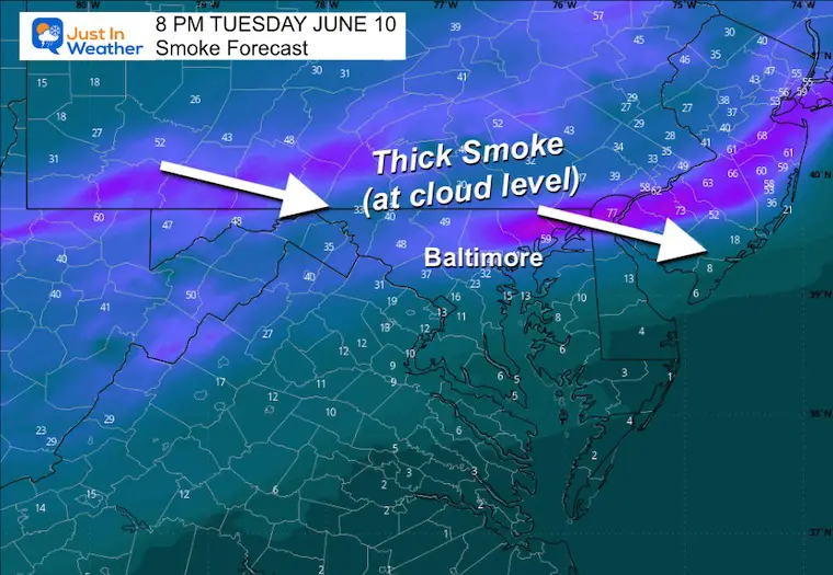 June 10 weather smoke Tuesday evening