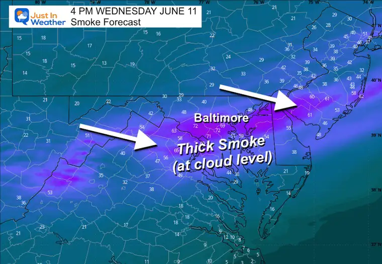 June 10 weather smoke Wednesday afternoon